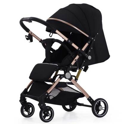 Baby stroller can sit and lie down, with two-way high landscape, portable shock absorption, one button folding-Hibobi Premium