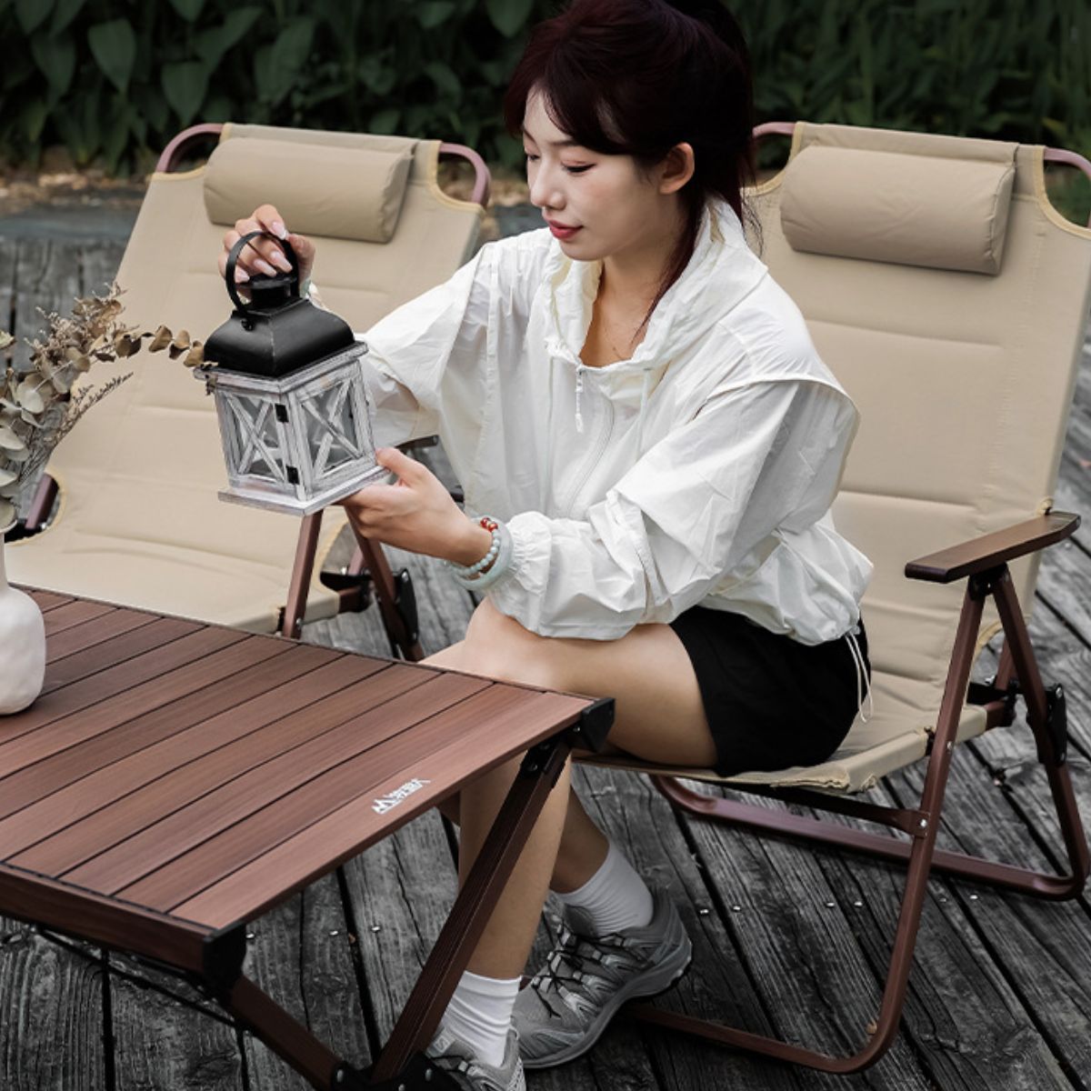 Outdoor folding chair three-speed adjustable recliner aluminum alloy fishing chair camping chair folding recliner-Hibobi Premium