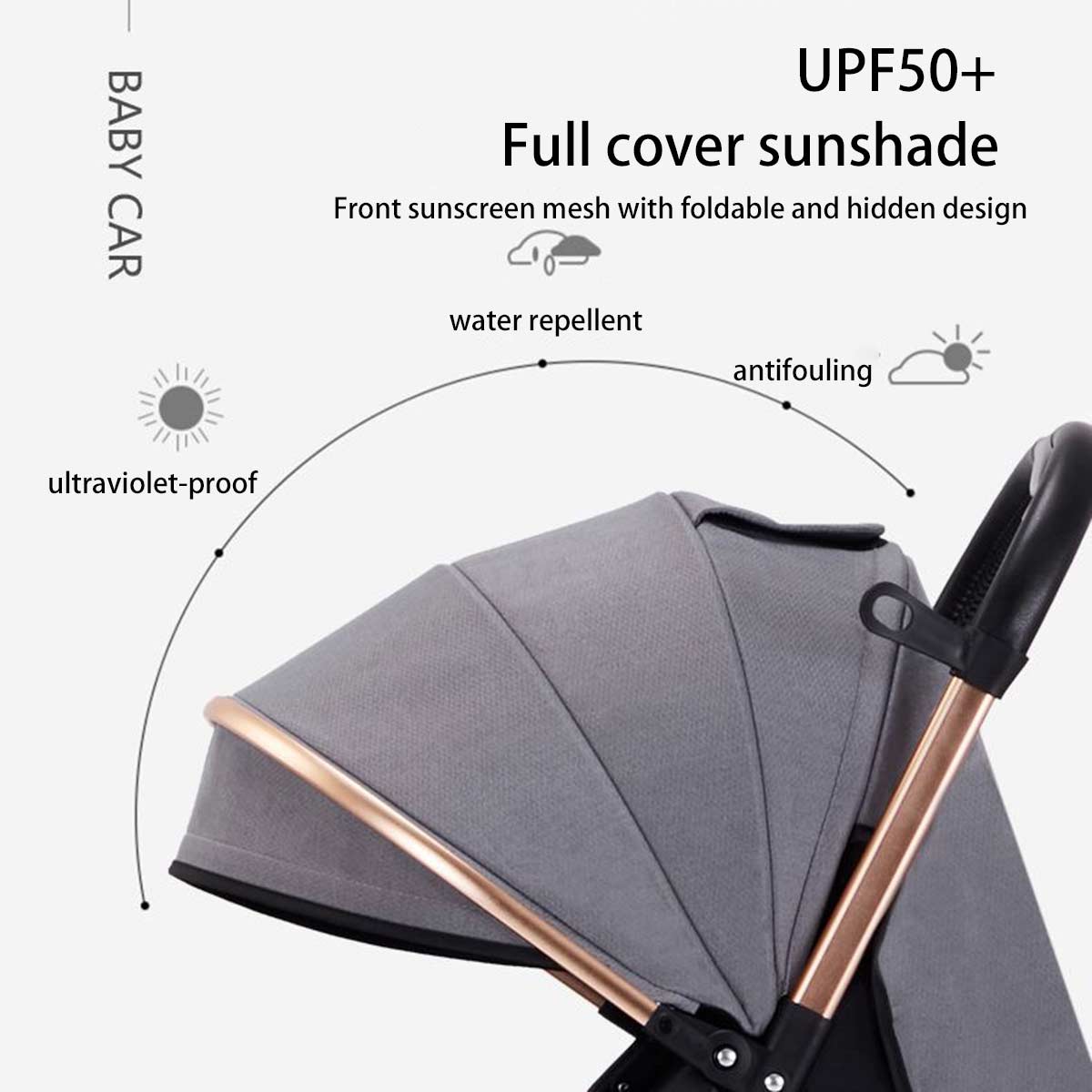 Baby stroller can sit and lie down, with two-way high landscape, portable shock absorption, one button folding-Hibobi Premium