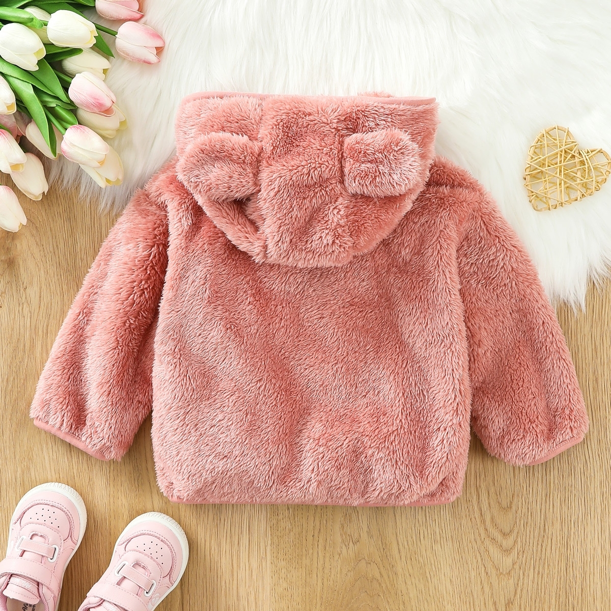 Toddlers' Boys and Girls Lightweight Water-Resistant Plush Hooded Coat for 1T 2T and 3T