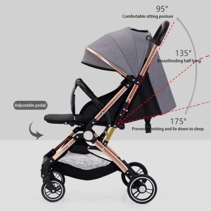 Baby stroller can sit and lie down, with two-way high landscape, portable shock absorption, one button folding-Hibobi Premium
