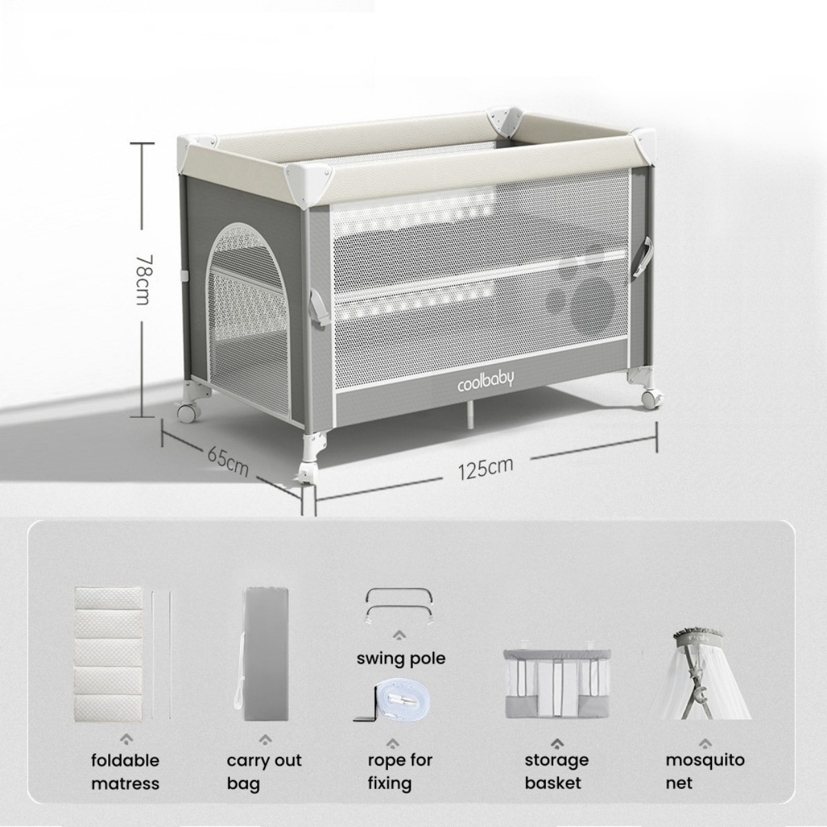 Foldable Baby Crib with Mosquito Net