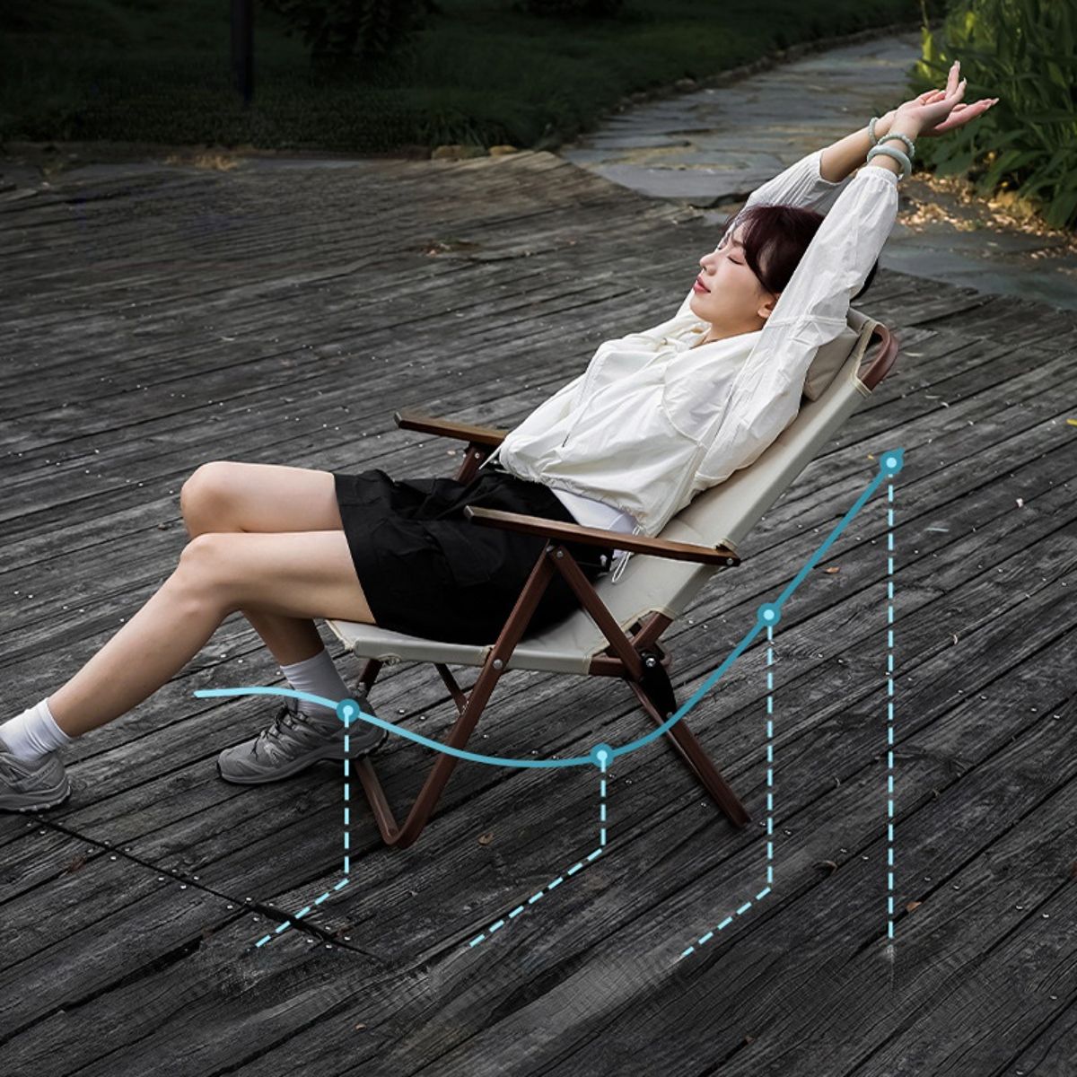 Outdoor folding chair three-speed adjustable recliner aluminum alloy fishing chair camping chair folding recliner-Hibobi Premium