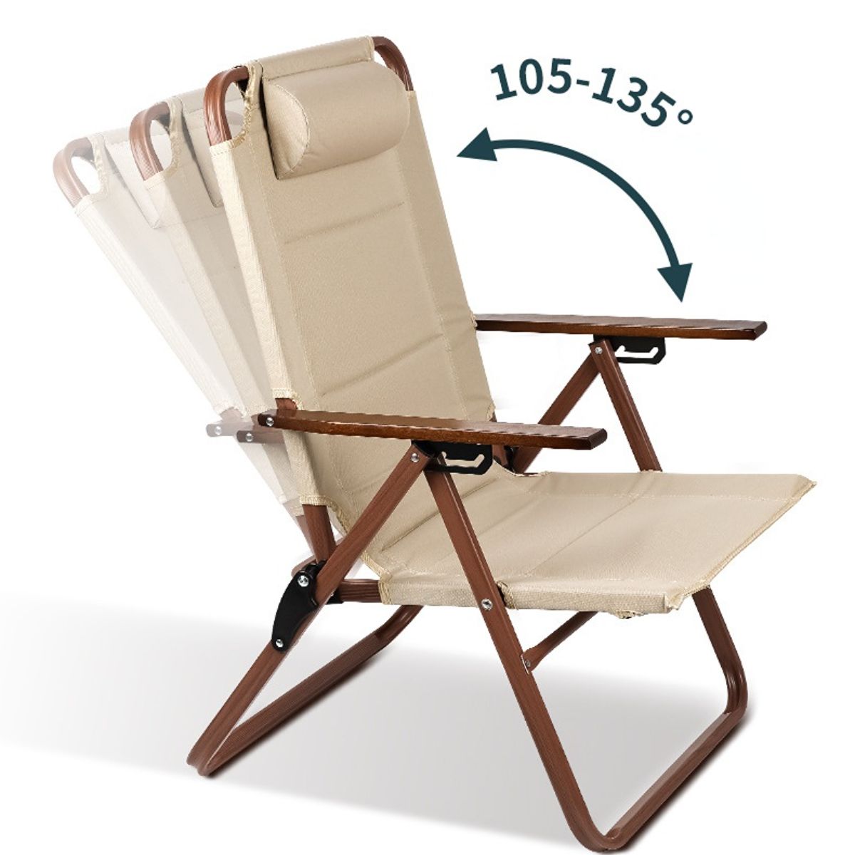 Outdoor folding chair three-speed adjustable recliner aluminum alloy fishing chair camping chair folding recliner-Hibobi Premium