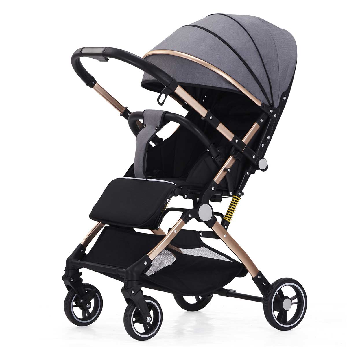 Baby stroller can sit and lie down, with two-way high landscape, portable shock absorption, one button folding-Hibobi Premium