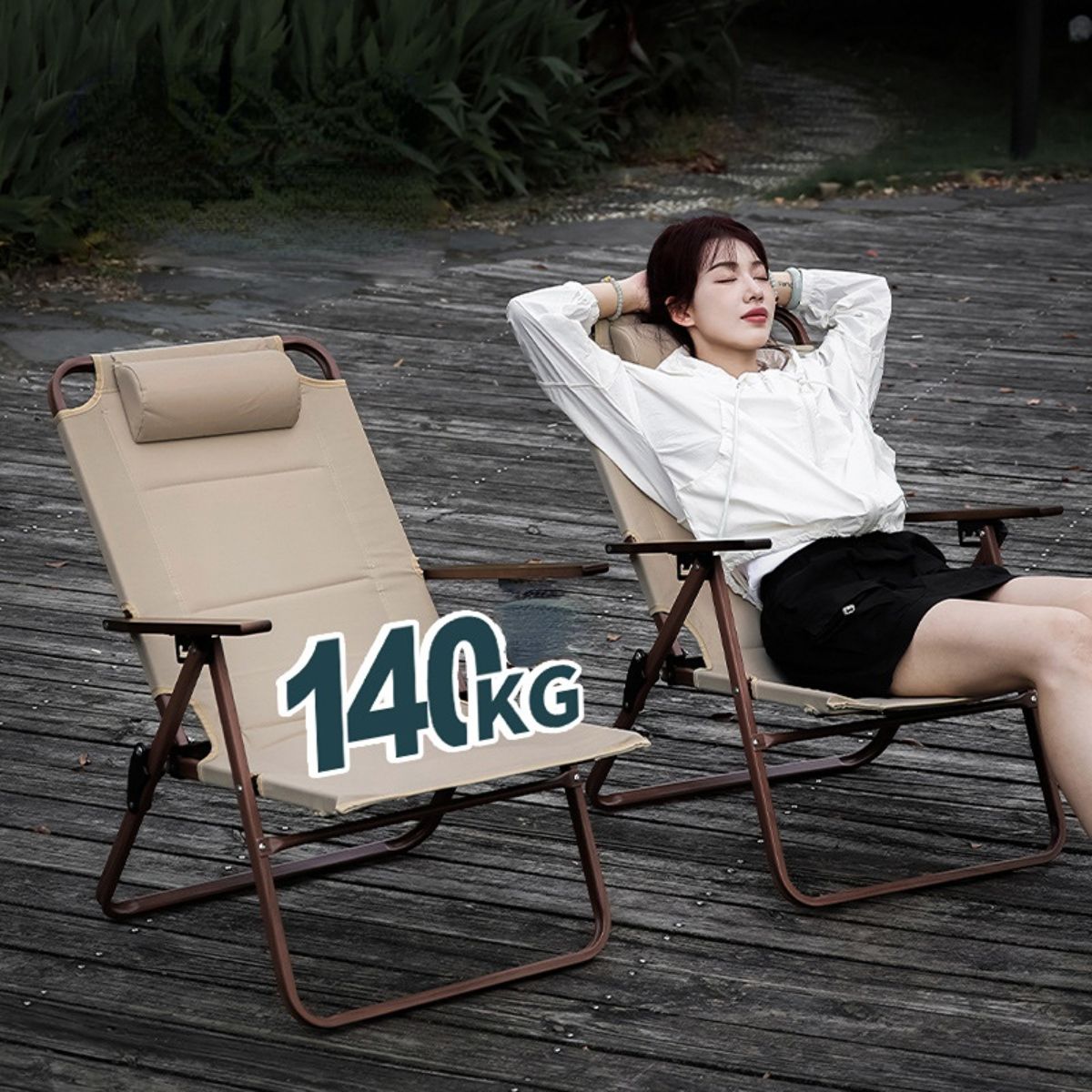Outdoor folding chair three-speed adjustable recliner aluminum alloy fishing chair camping chair folding recliner-Hibobi Premium