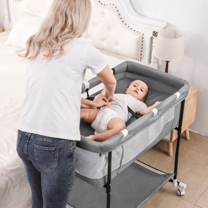 Crib newborn baby crib bed mobile portable children sleeping basket bed European-style folding crib versatile-Hibobi Premium