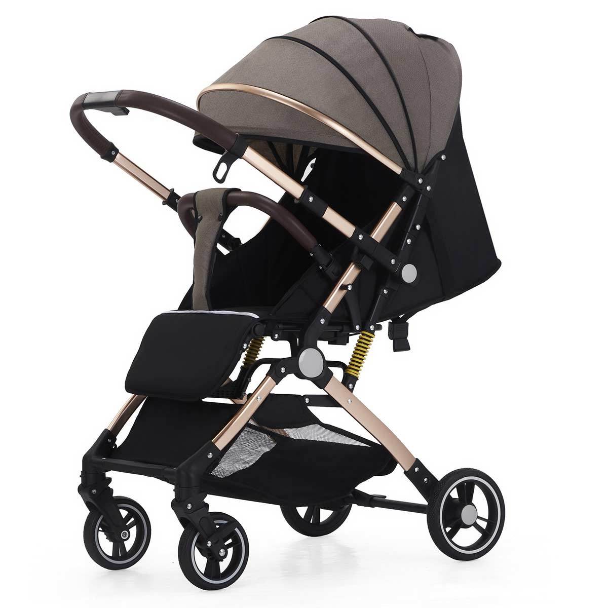 Baby stroller can sit and lie down, with two-way high landscape, portable shock absorption, one button folding-Hibobi Premium