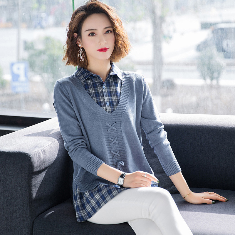 Fake 2-piece Bottoming shirt