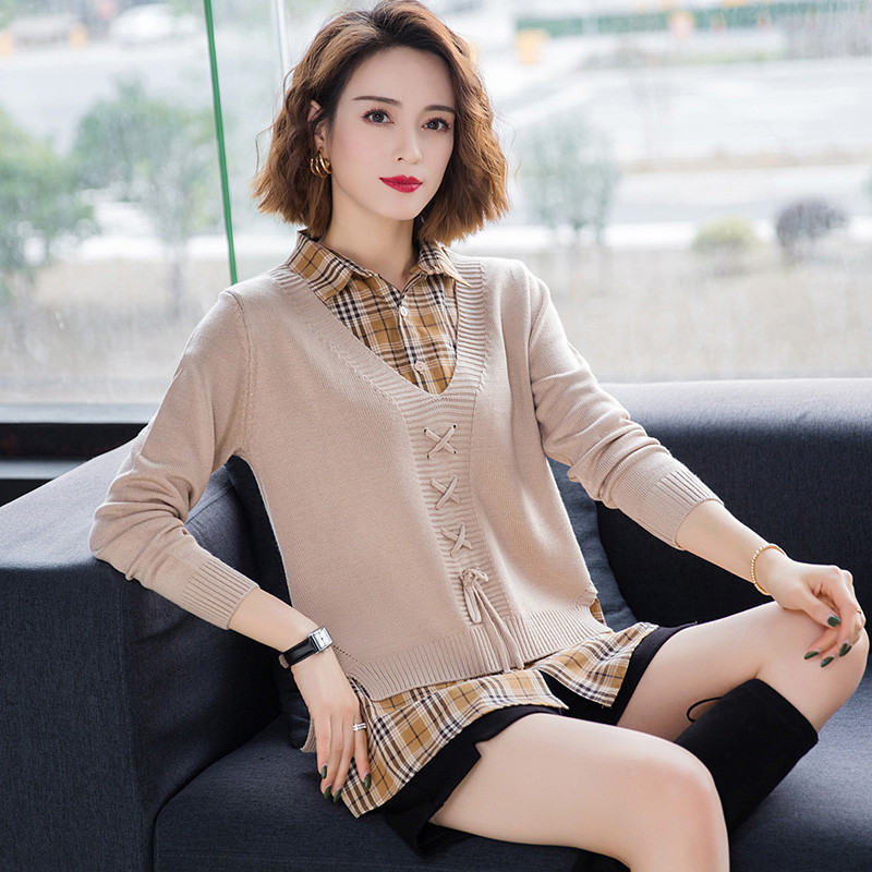 Fake 2-piece Bottoming shirt