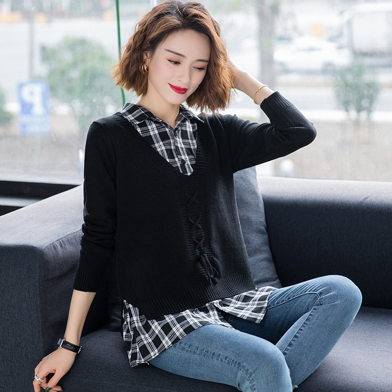 Fake 2-piece Bottoming shirt