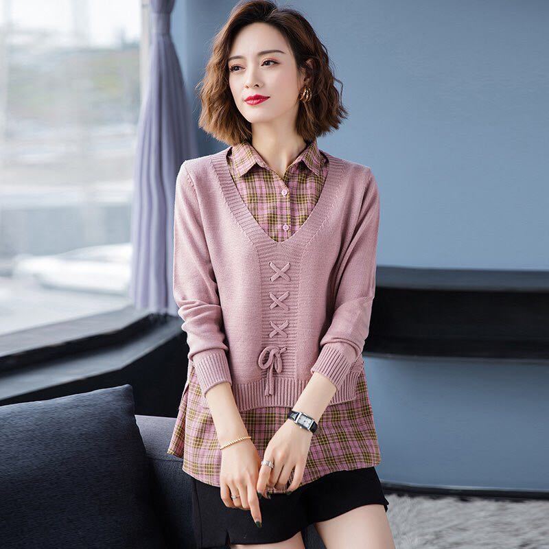 Fake 2-piece Bottoming shirt