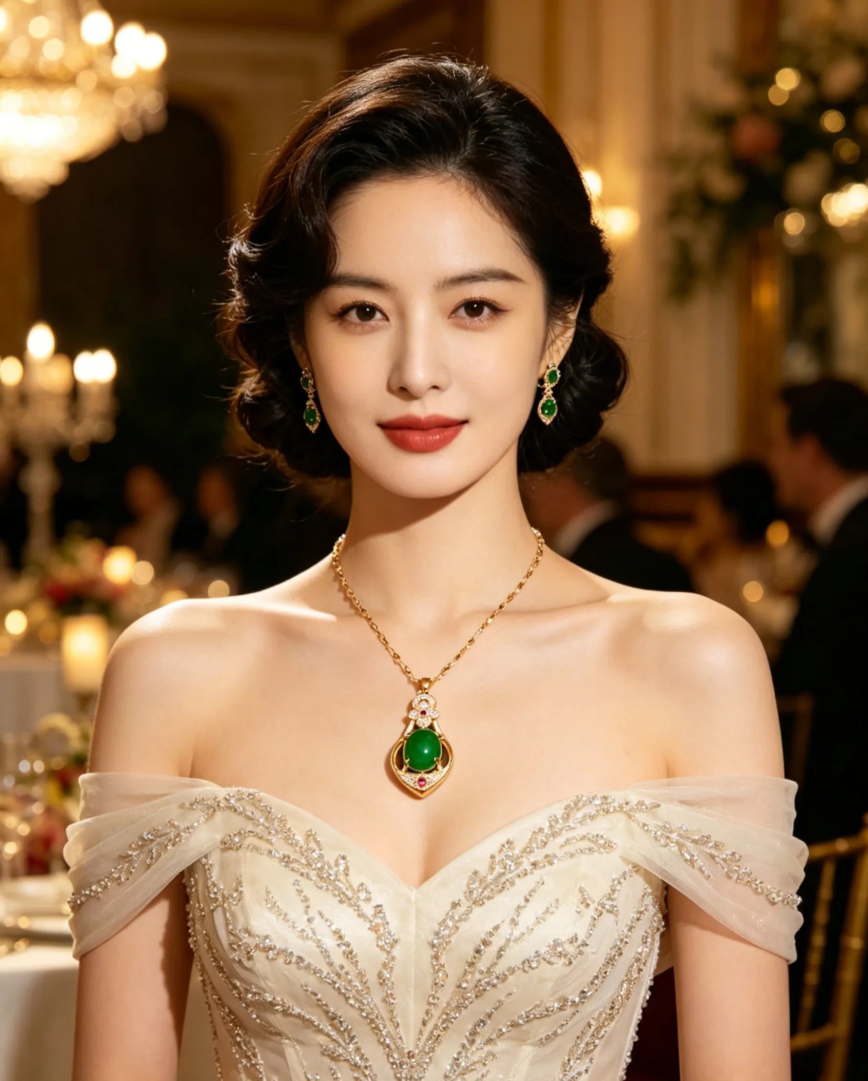 Women's Gold Chain Water Drops Emerald Green Peacock Pendant Necklace