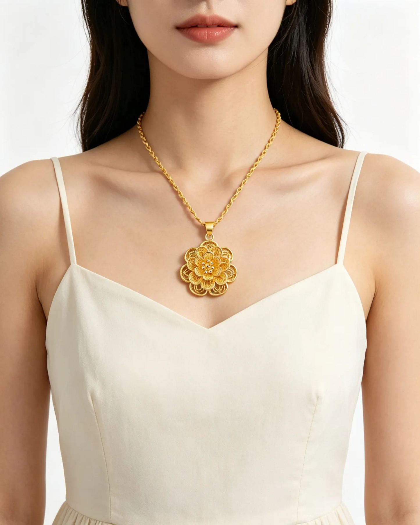 Lady Pendant Necklace of Prosperity Flower