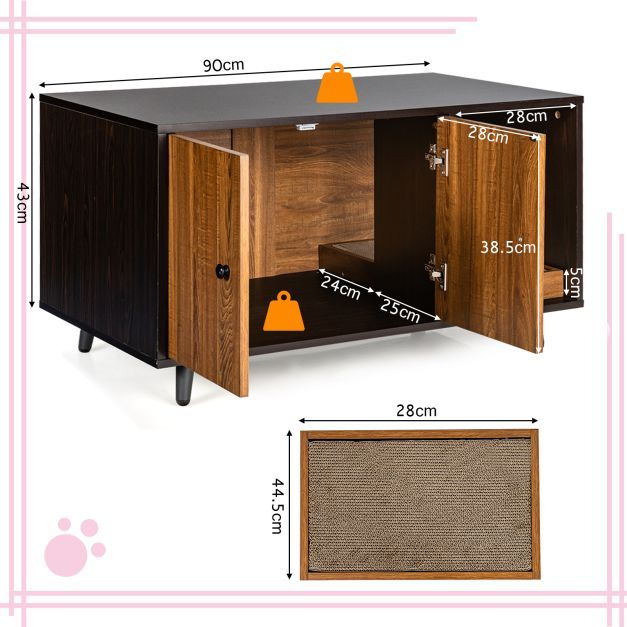 Cat Litter Box Enclosure with Divider for Large Cat & Kitty