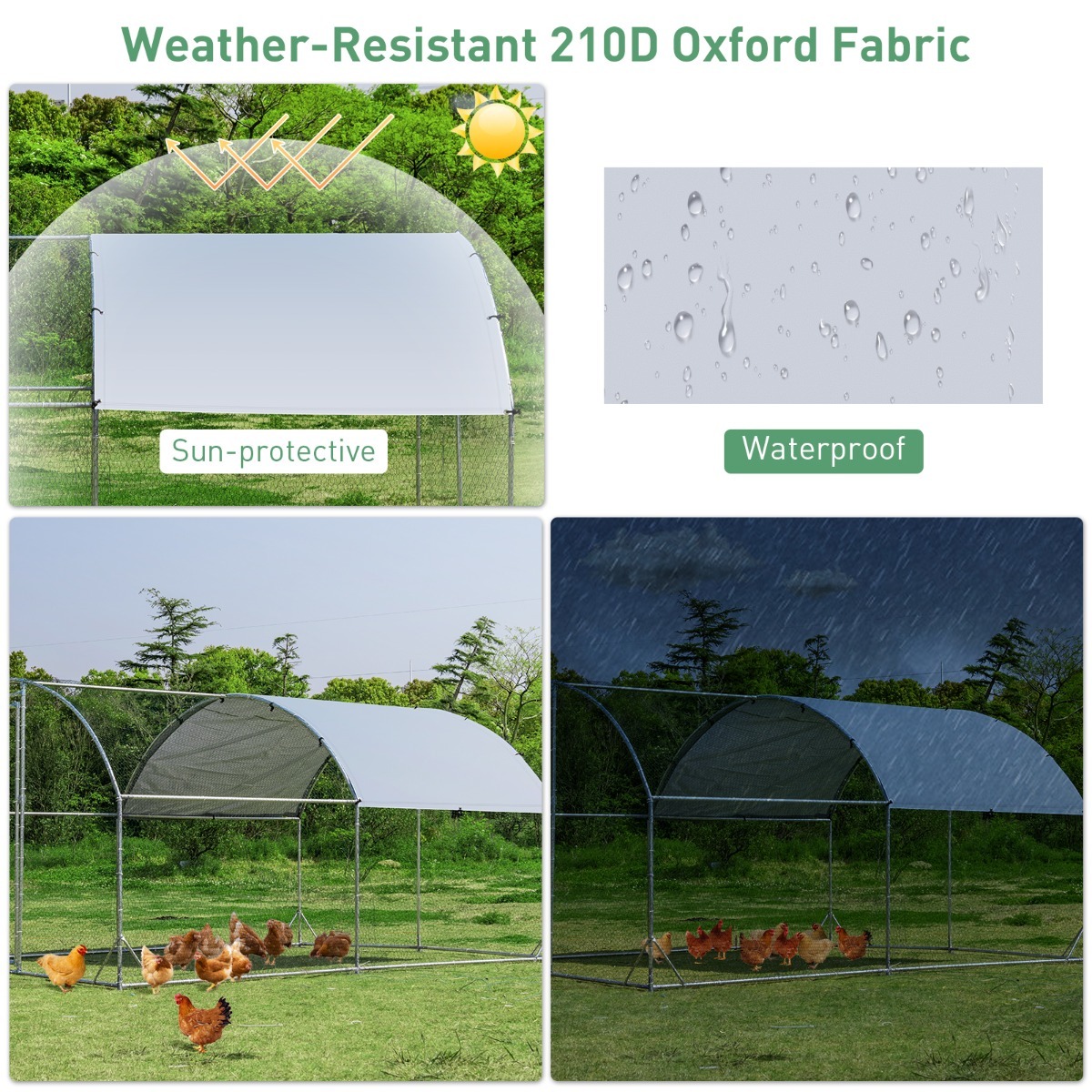 Large Metal Chicken Coop with Cover and Wire Mesh for Outdoor Backyard/Farm
