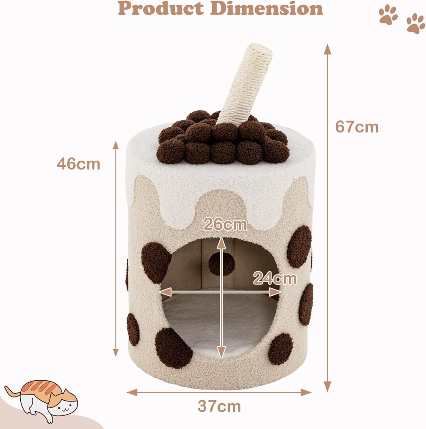 Bubble Tea Cat Tree Tower with Scratching Post