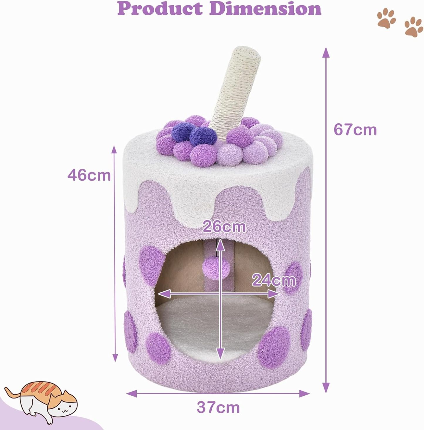 Furfurst Bubble Tea Cat Tree Tower with Scratching Post