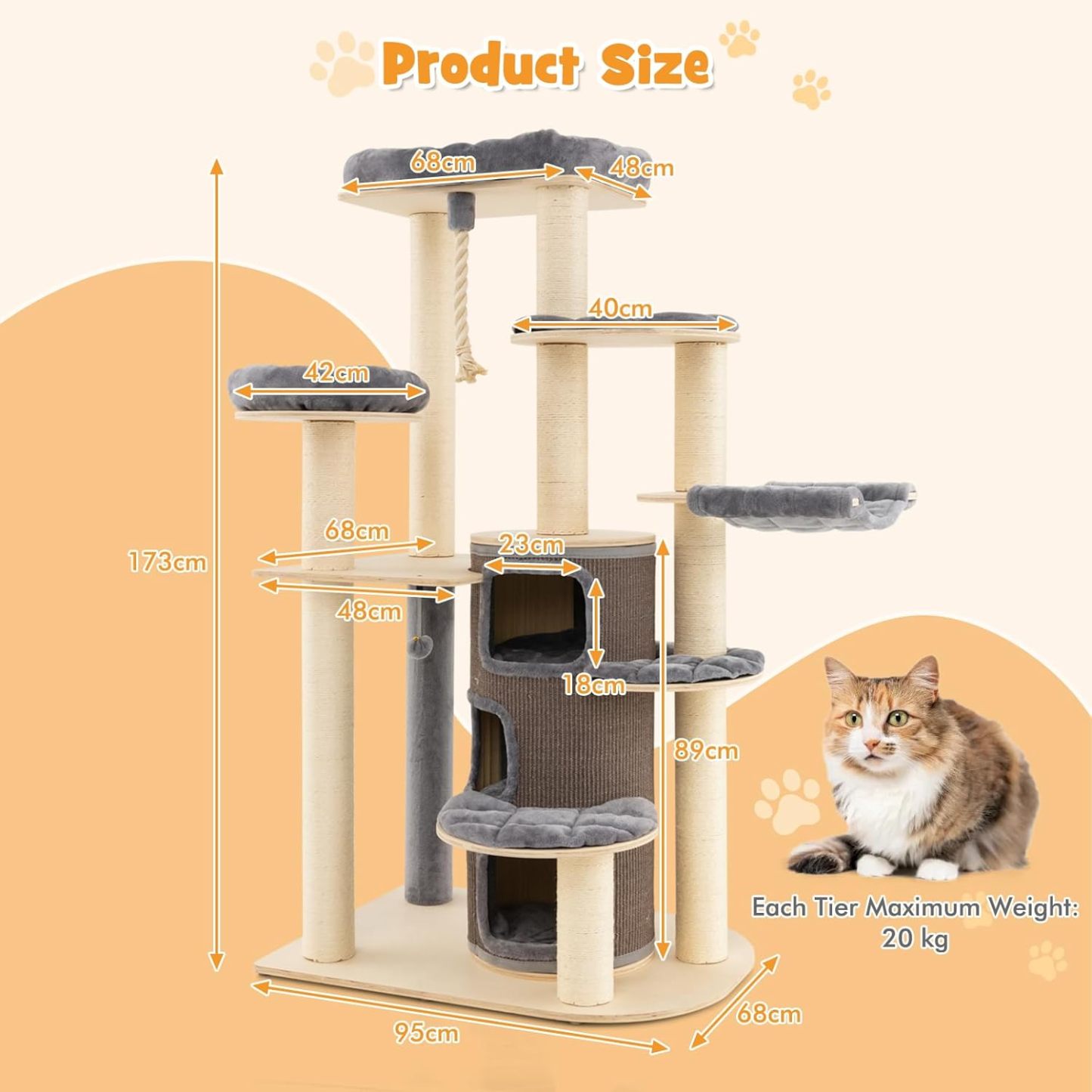Furfurst Multi-Level Cat Tree with 3-story Cat Condo