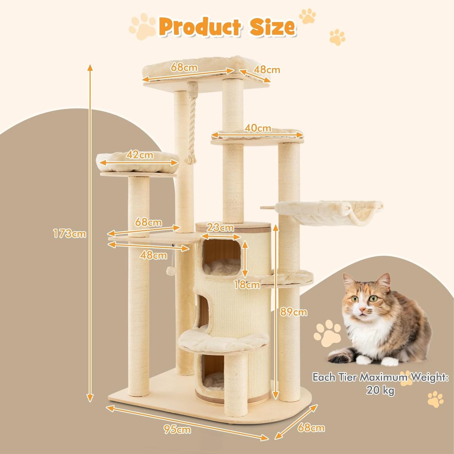 Furfurst Multi-Level Cat Tree with 3-story Cat Condo