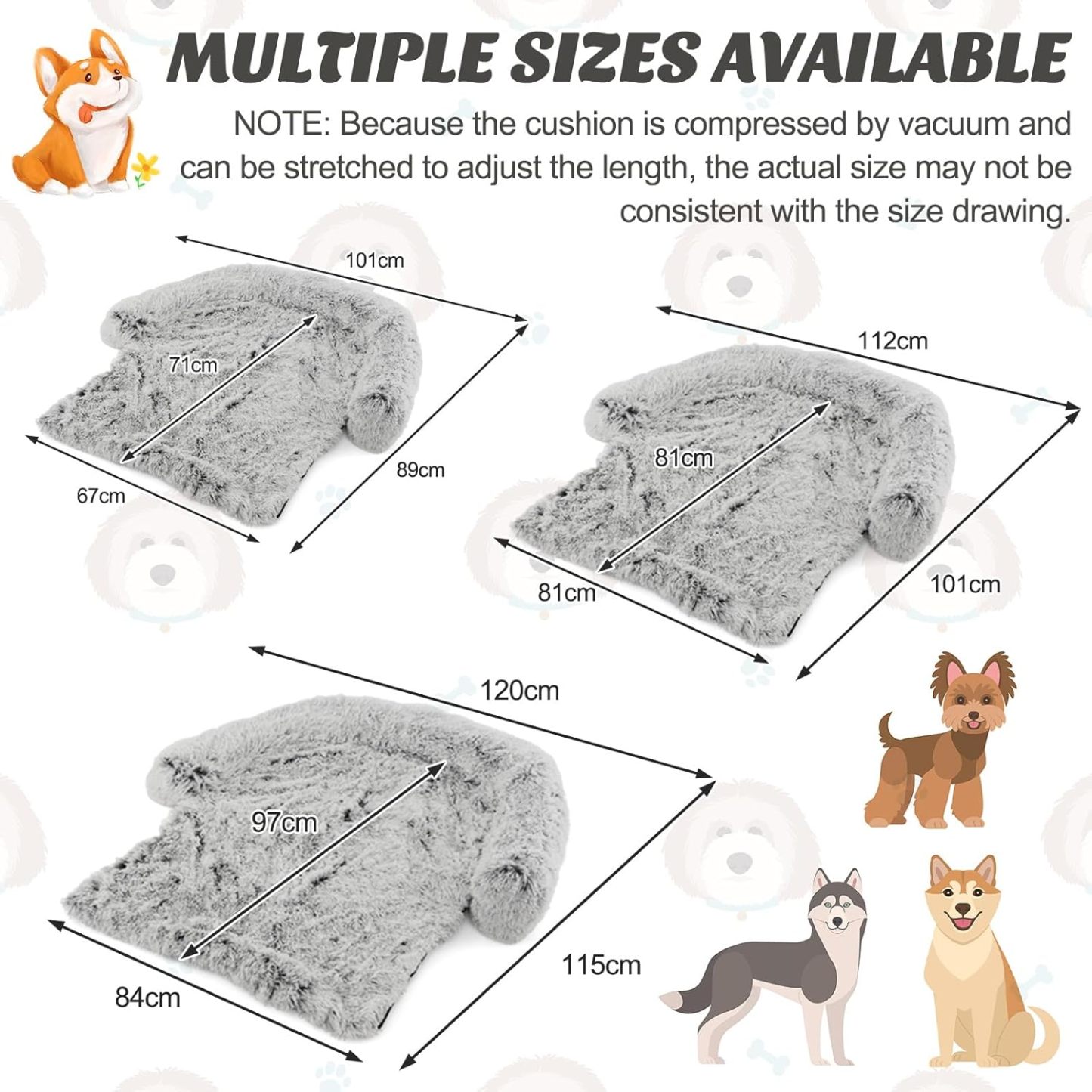 Furfurst Black Plush Calming Dog Bed with Anti-Slip Bottom