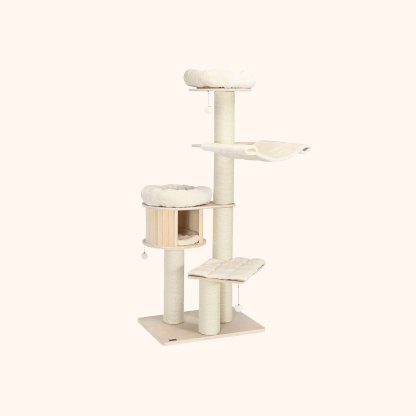 Furfurst 4-Layer Solid Wood Cat Tree for Kitten & Adult Cat