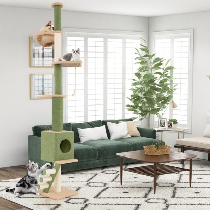 Floor to Ceiling Cat Tree with Adjustable Height and Extra Post