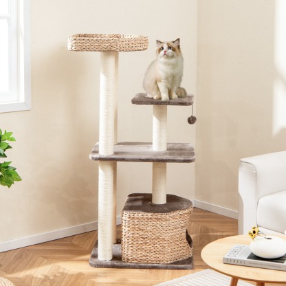 131cm Cattail Cat Tower with Sisal Scratching Posts Perch Condo Dangling Ball
