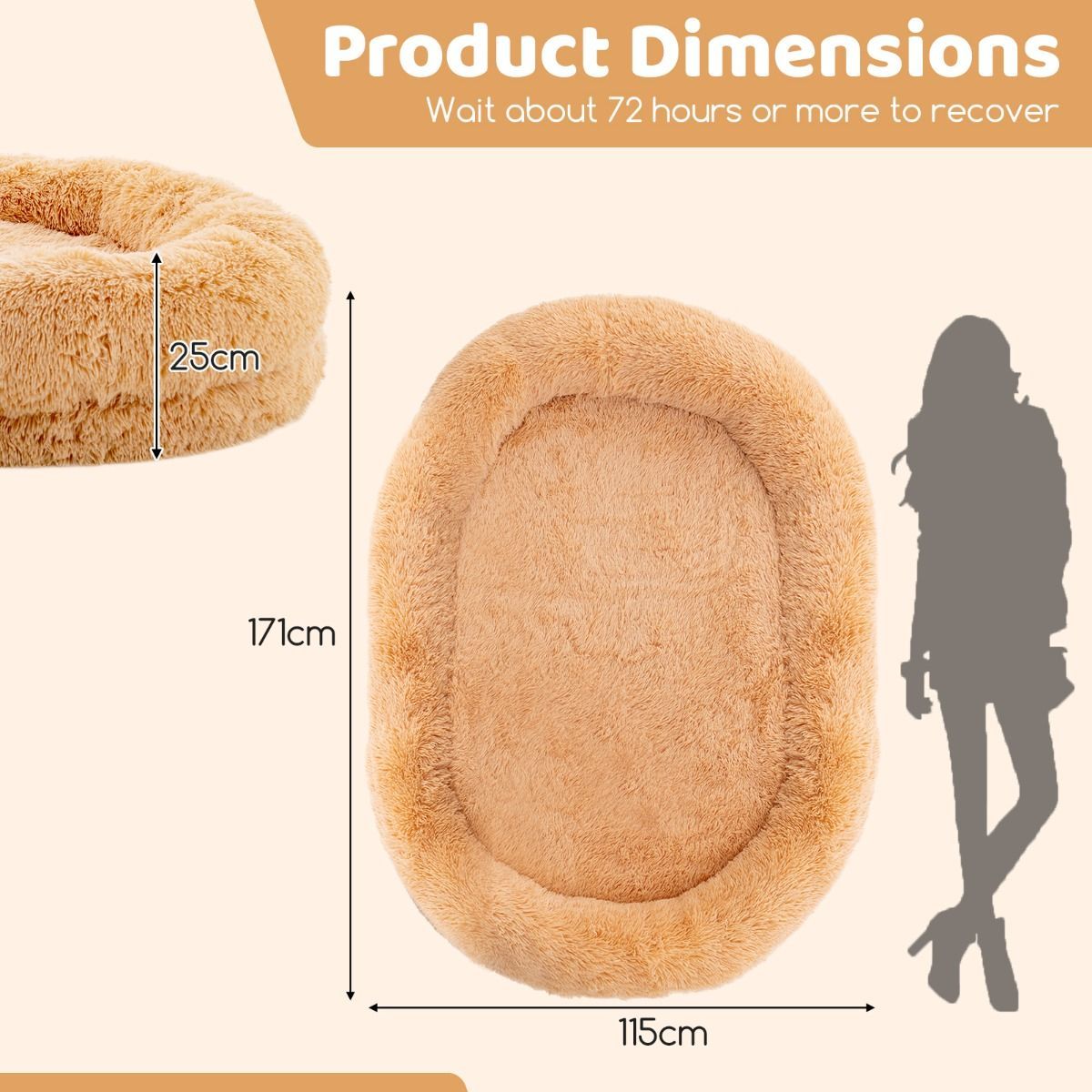Furfurst Washable Fluffy Human Dog Bed with Soft Blanket and Plump Pillow