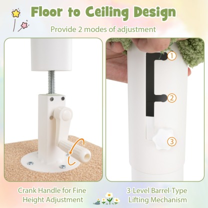 Floor to Ceiling Cat Tree with Adjustable Height and Extra Post
