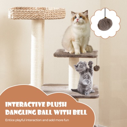 131cm Cattail Cat Tower with Sisal Scratching Posts Perch Condo Dangling Ball