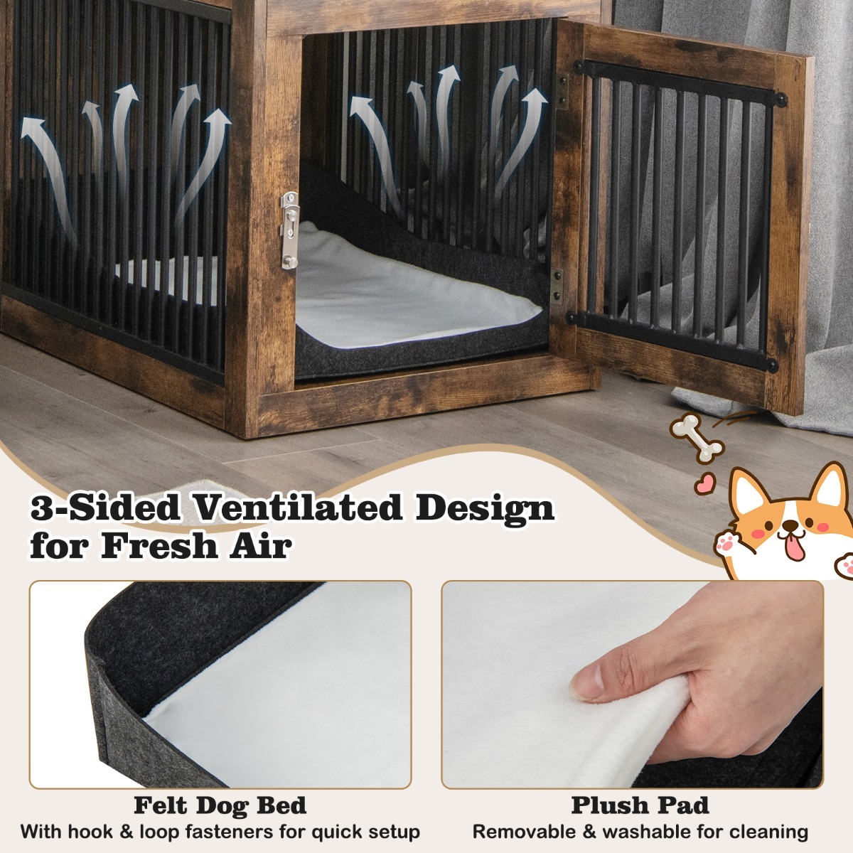 2-In-1 Furniture Dog Crate with Drawer