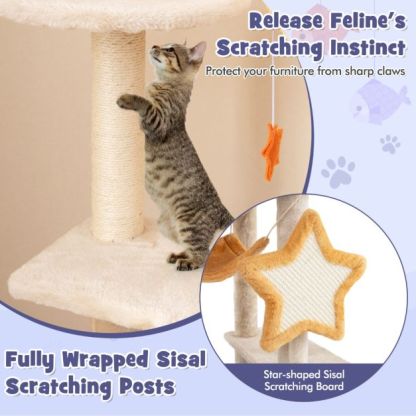 160cm Cute Cat Tree for Indoor Cats with Sisal Scratching Posts and Board