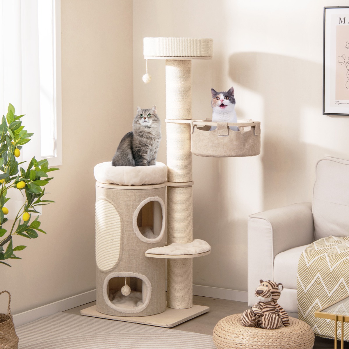 Furfurst 155CM Tall Multi-level Cat Tower for Indoor Cats