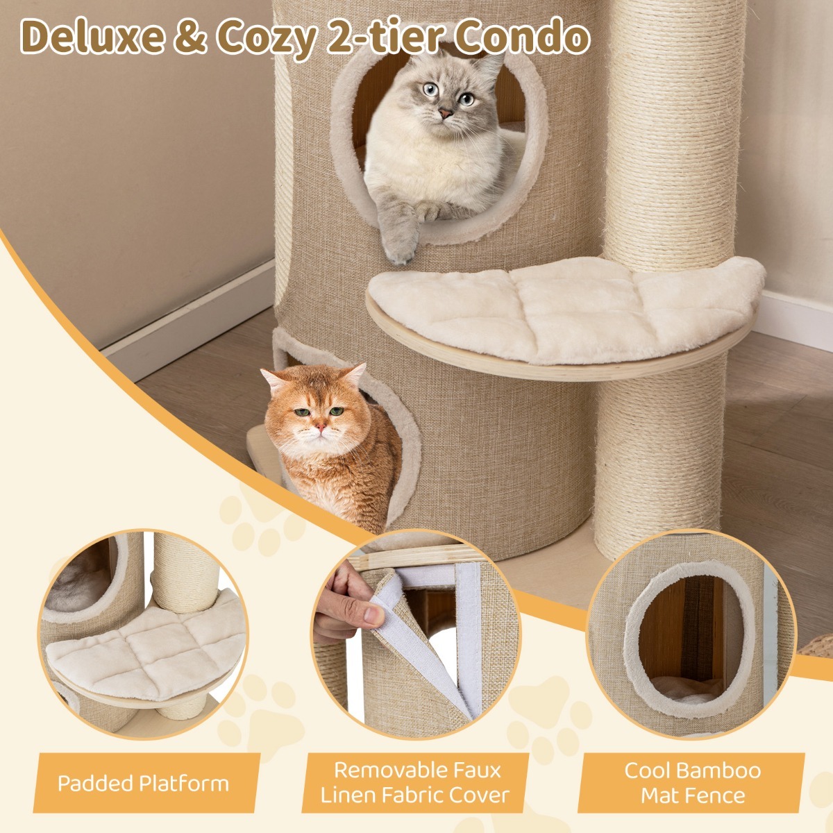 Furfurst 155CM Tall Multi-level Cat Tower for Indoor Cats