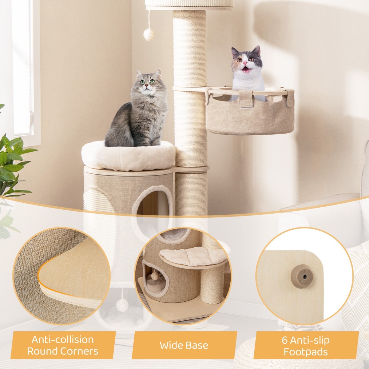 Furfurst 155CM Tall Multi-level Cat Tower for Indoor Cats