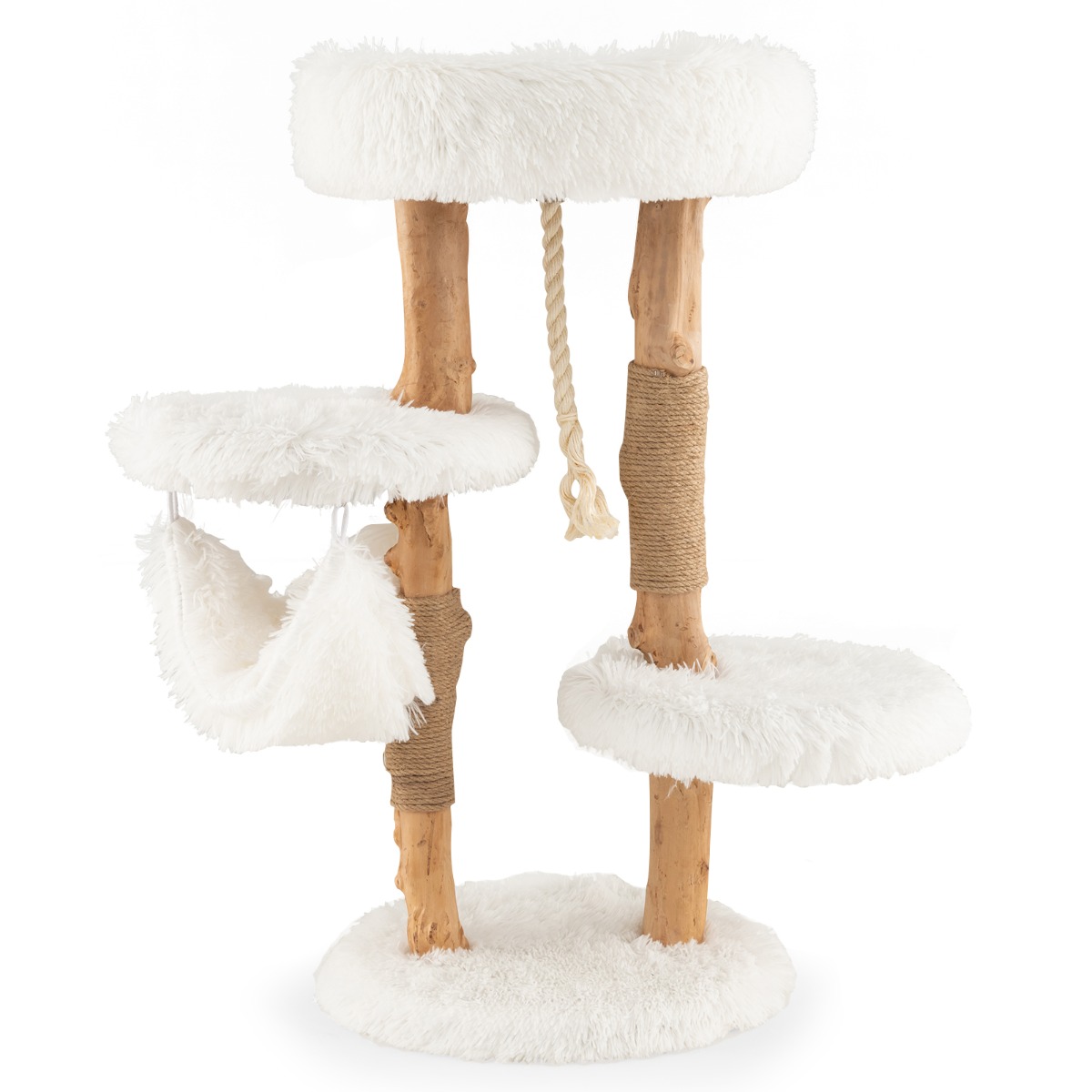 Furfurst 87 CM Tall Wooden Cat Tree with Jute Scratching Posts for Pet