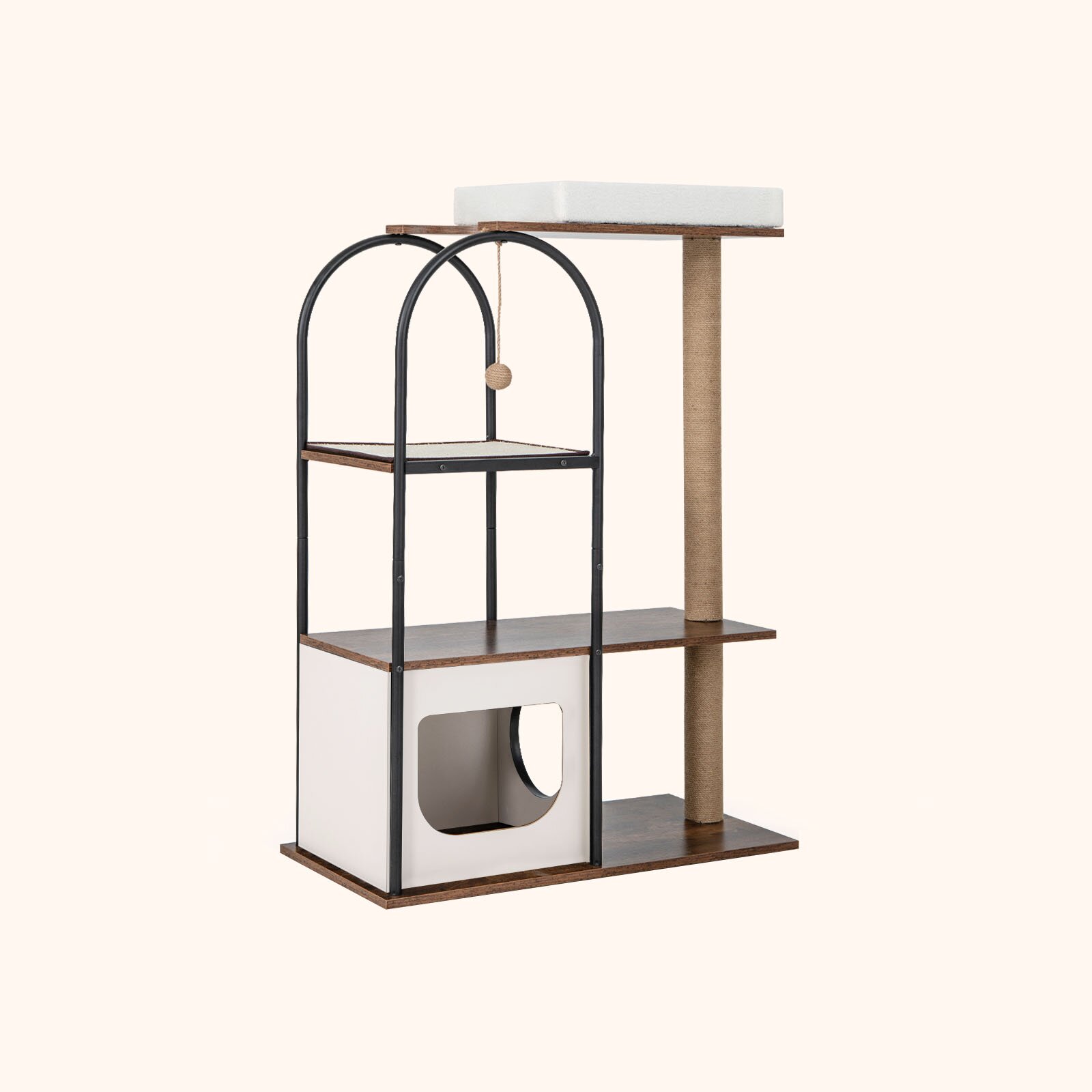 Furfurst 118 CM Tall Cat Tree Tower Top Perch Cat Bed with Metal Frame