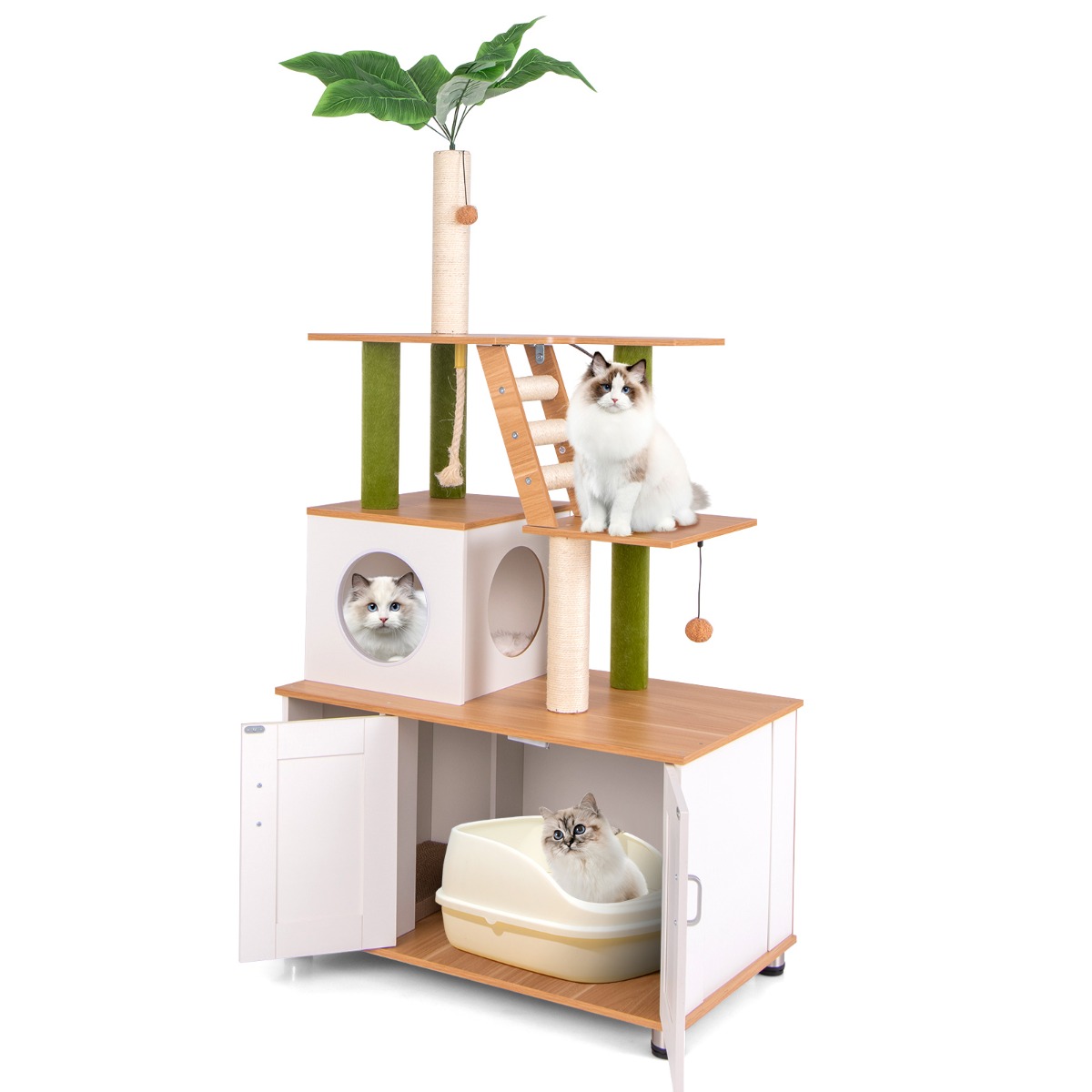 Furfurst Cat Tree with Litter Box Enclosure and Cat Tower