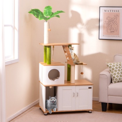 Furfurst Cat Tree with Litter Box Enclosure and Cat Tower
