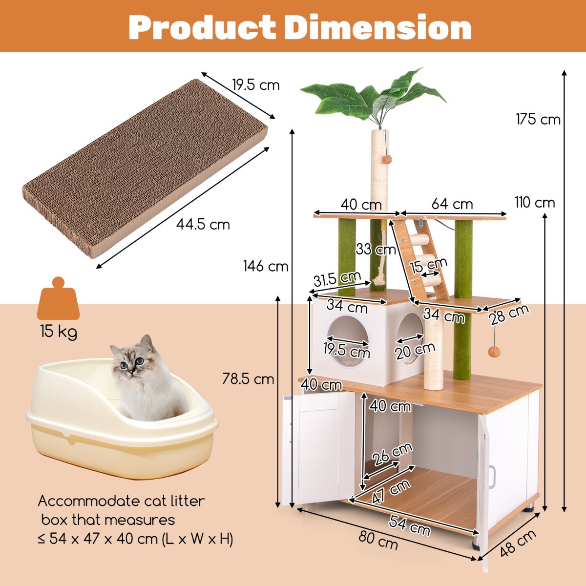 Furfurst Cat Tree with Litter Box Enclosure and Cat Tower