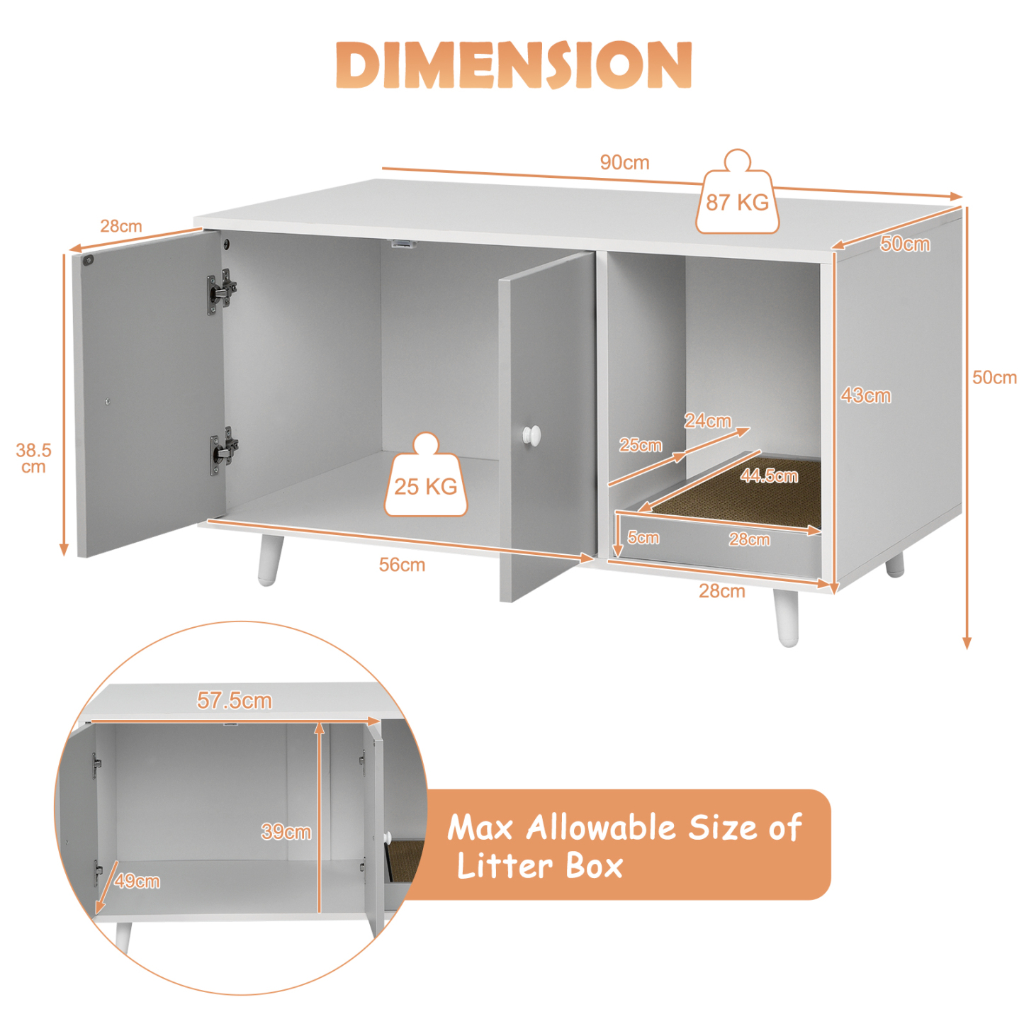 Furfurst Cat Litter Box Enclosure with Divider for Large Cat & Kitty