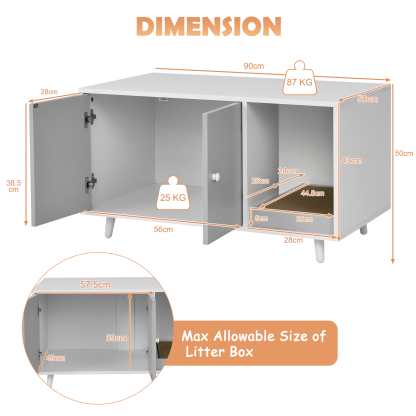Furfurst Cat Litter Box Enclosure with Divider for Large Cat & Kitty