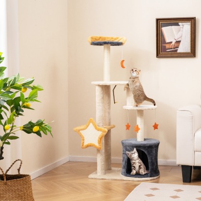 128cm Multi-level Cute Cat Tree for Indoor Cats