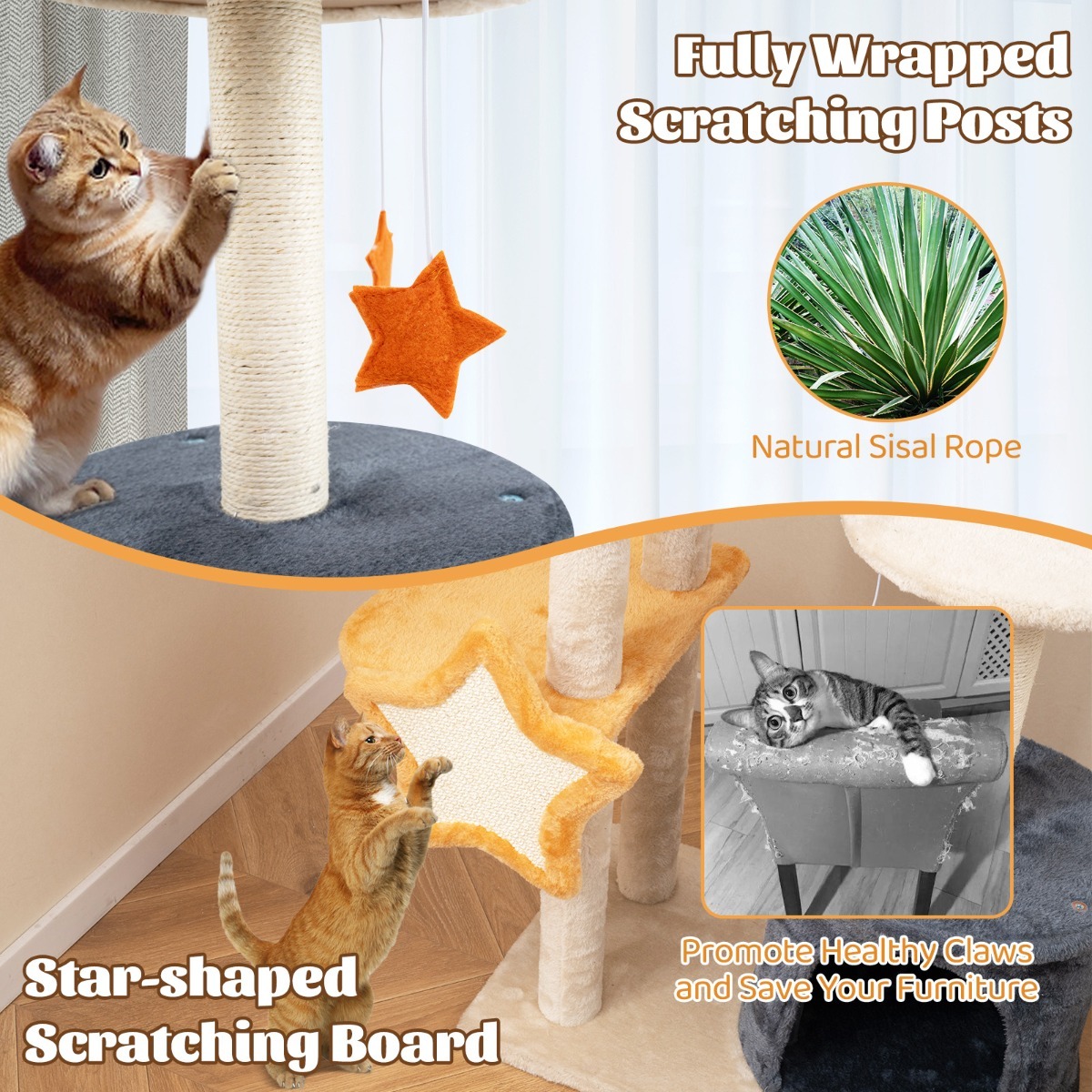 128cm Multi-level Cute Cat Tree for Indoor Cats