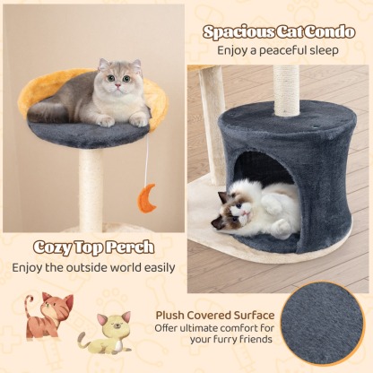 128cm Multi-level Cute Cat Tree for Indoor Cats
