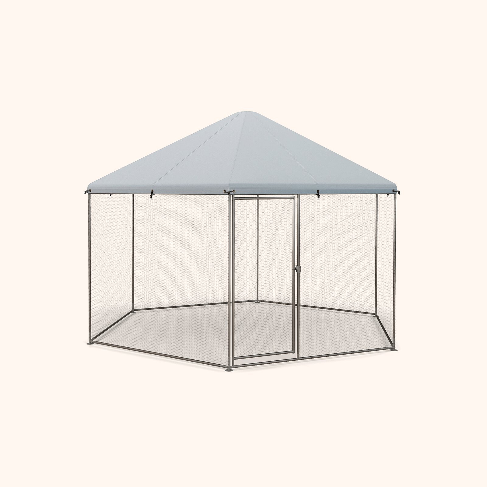 Furfurst Chicken Run House Spire-shaped Cage with Wire Mesh and Lockable Door for Duck, Goose, Rabbit
