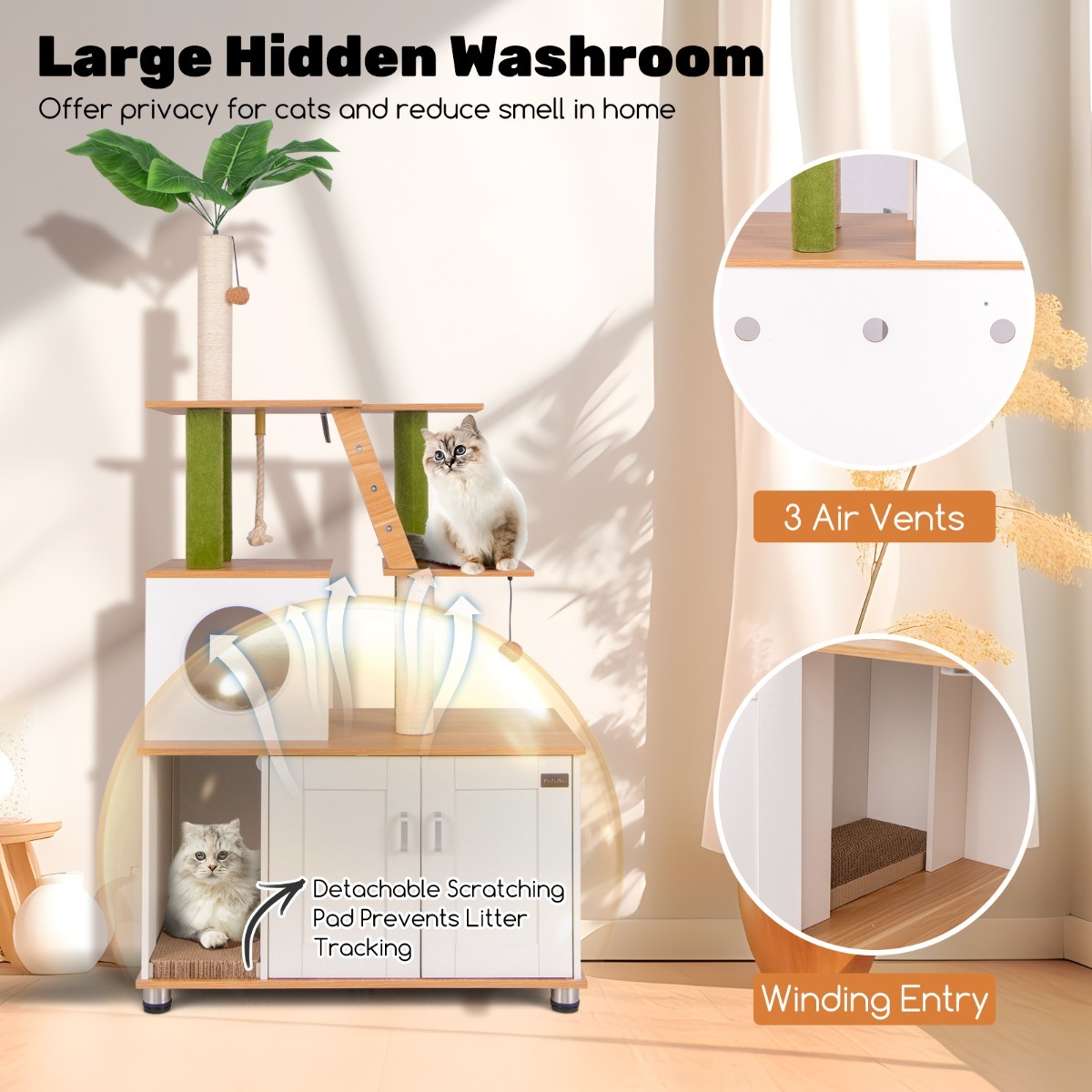 Furfurst Cat Tree with Litter Box Enclosure and Cat Tower