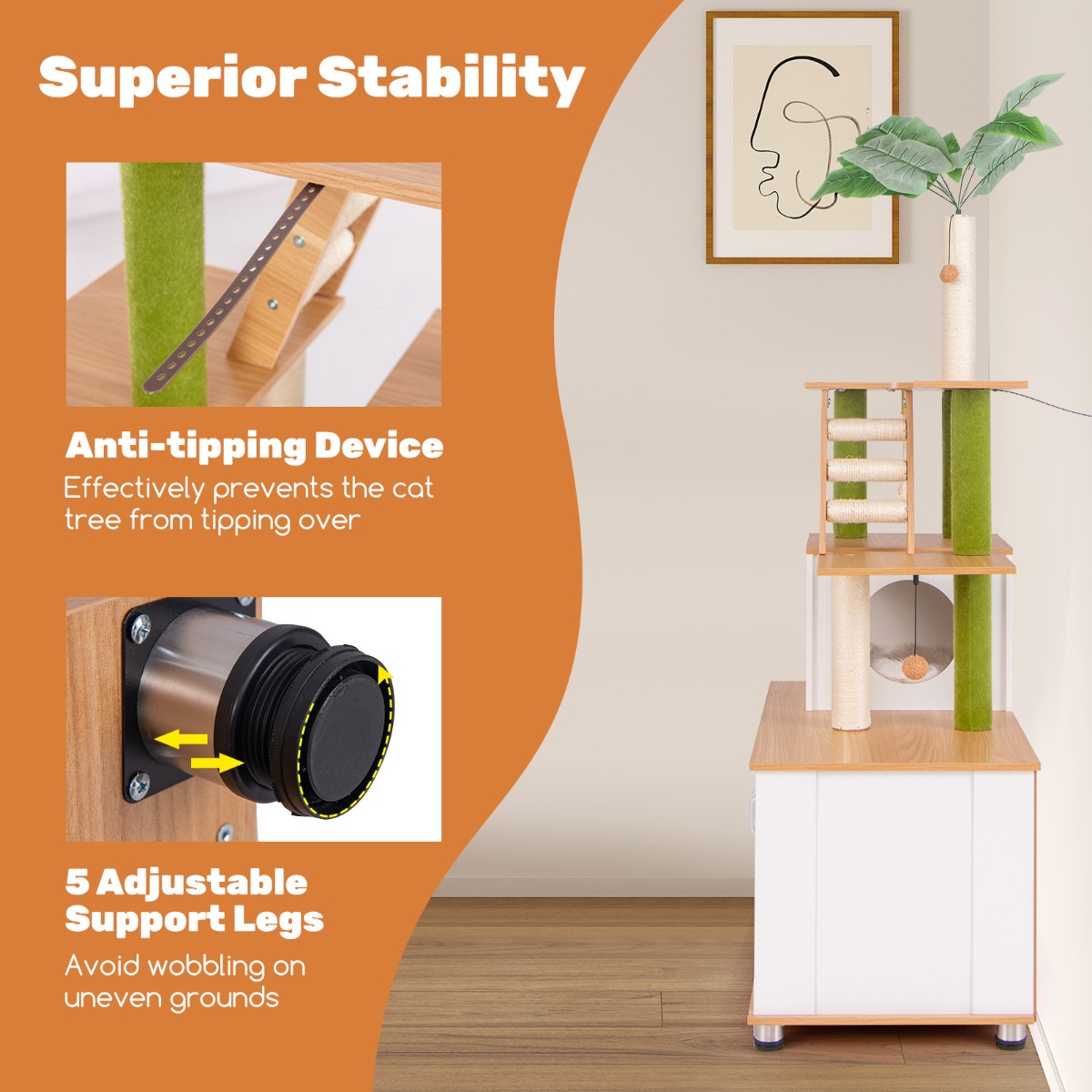 Furfurst Cat Tree with Litter Box Enclosure and Cat Tower