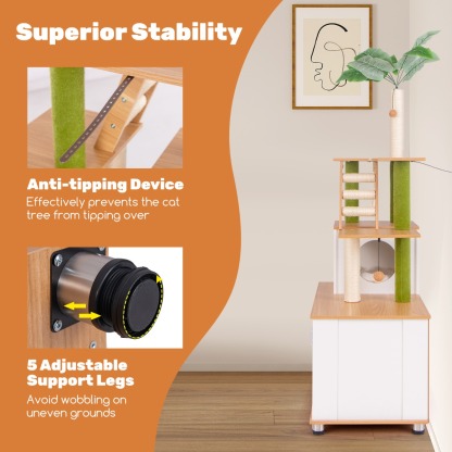 Furfurst Cat Tree with Litter Box Enclosure and Cat Tower